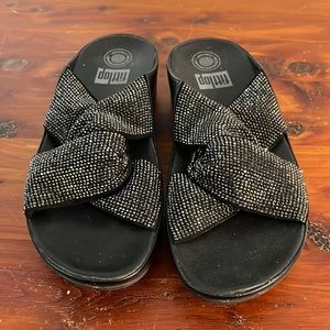 Fitflop Sparkle twist black sandals size 8